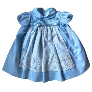 Vintage C.I. Castro & Co. Blue Eyelet Apron Dress